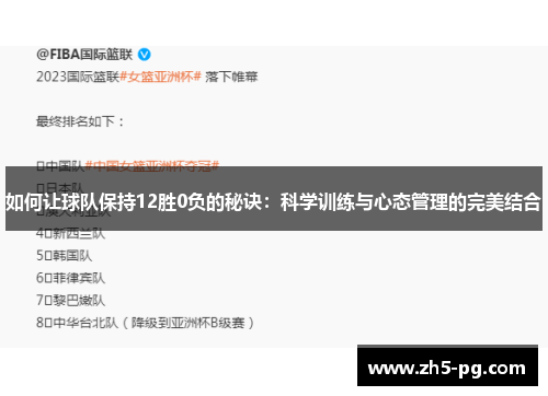 如何让球队保持12胜0负的秘诀：科学训练与心态管理的完美结合