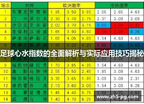 足球心水指数的全面解析与实际应用技巧揭秘